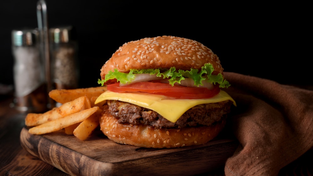 Beef burger with cheddar cheese
